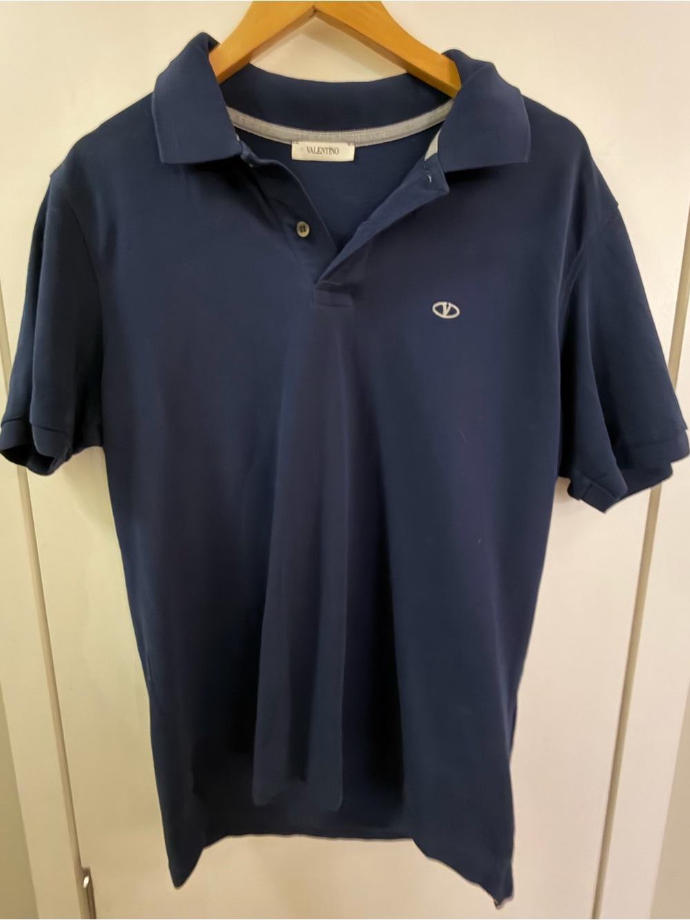 Valentino Men's Dark Navy Polo with Small Logo